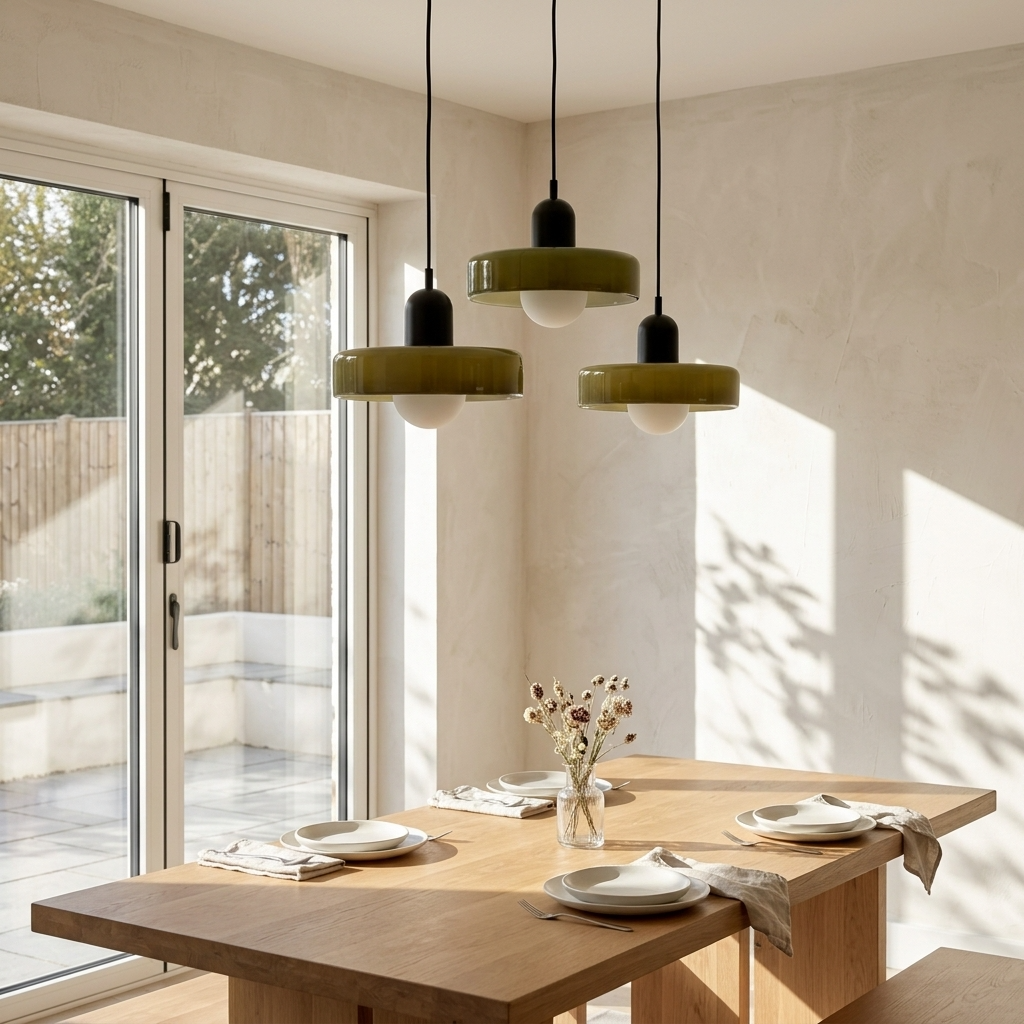 Bauhaus Coloured Glass Pendant Light