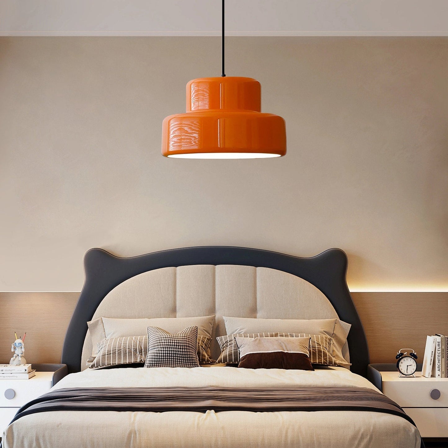 Vintage Bauhaus Orange Pendant Light For Dining Room