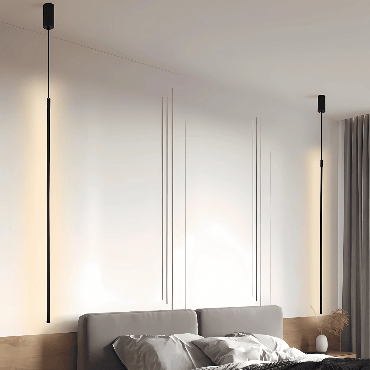 Black Bedside LED Pendant Light