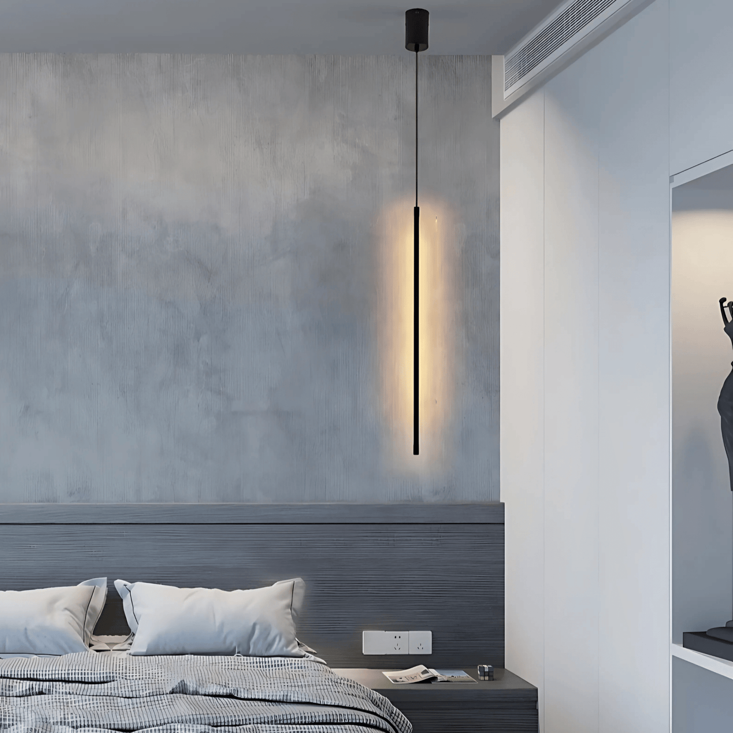 Black Bedside LED Pendant Light