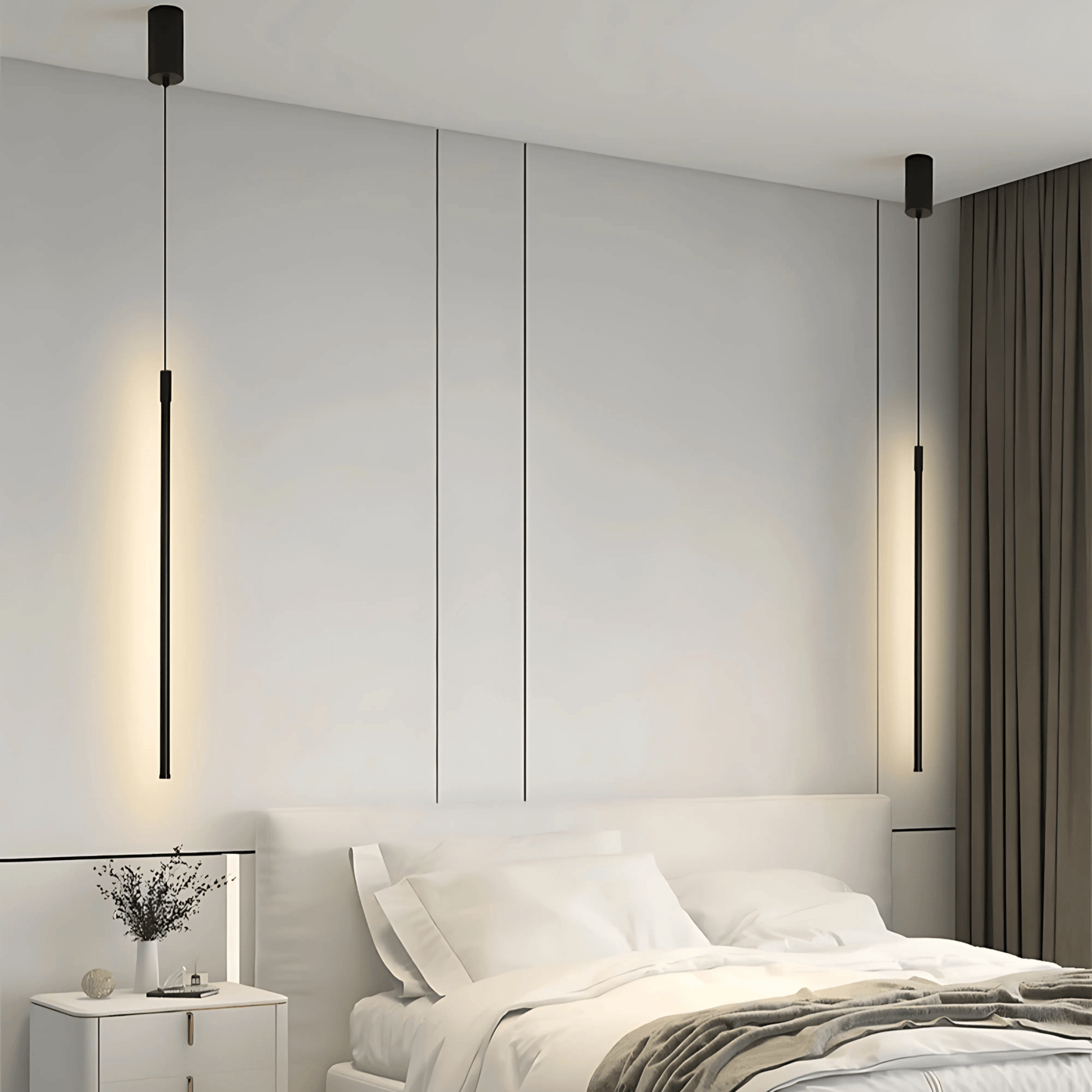 Black Bedside LED Pendant Light