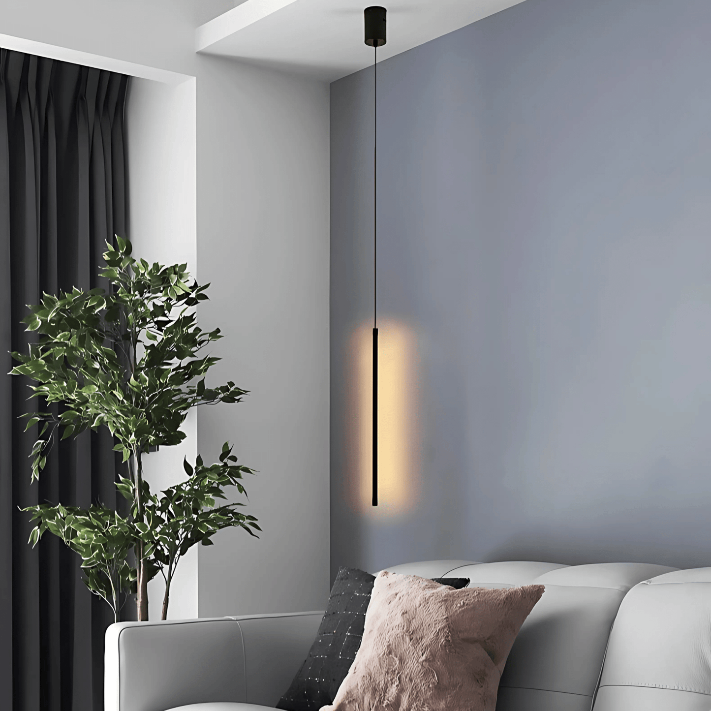Black Bedside LED Pendant Light