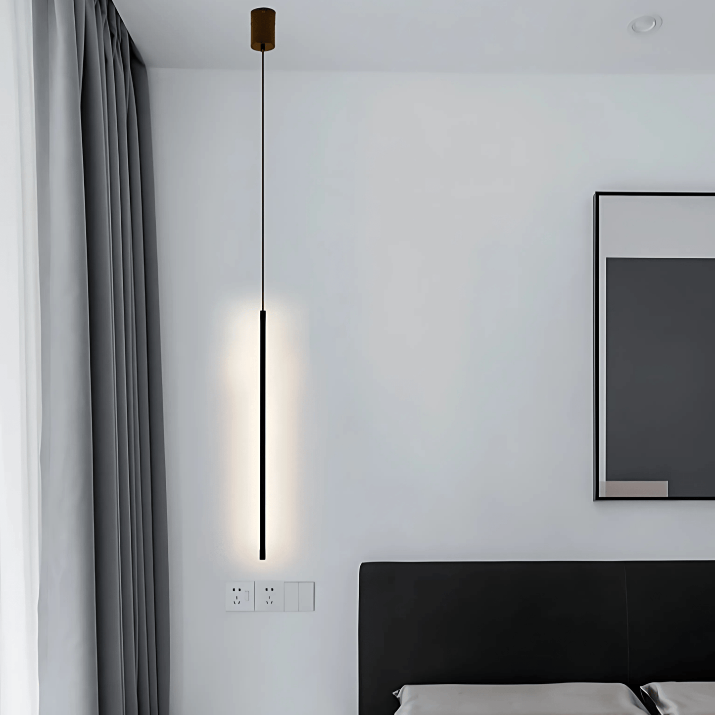 Black Bedside LED Pendant Light