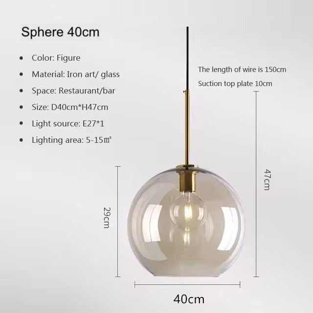 Cognac Glass Brass Pendant Light