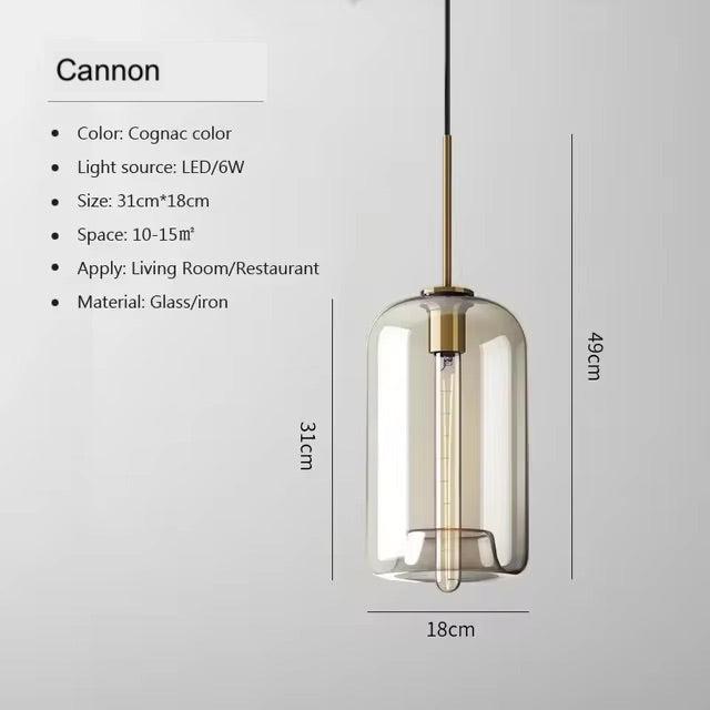 Cognac Glass Brass Pendant Light