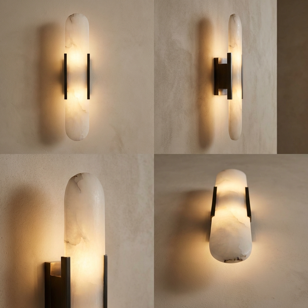 Natural Alabaster Elongated Wall Lamp