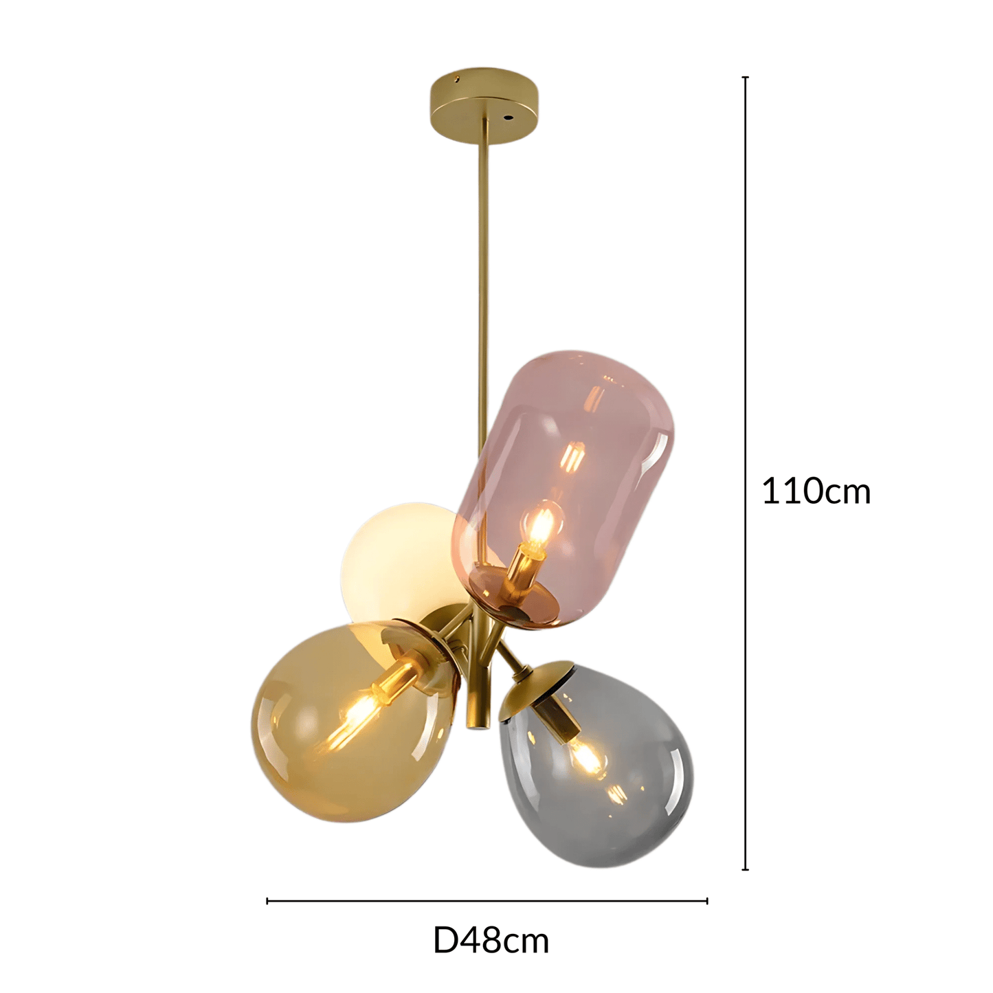 Four Globe Glass Chandelier