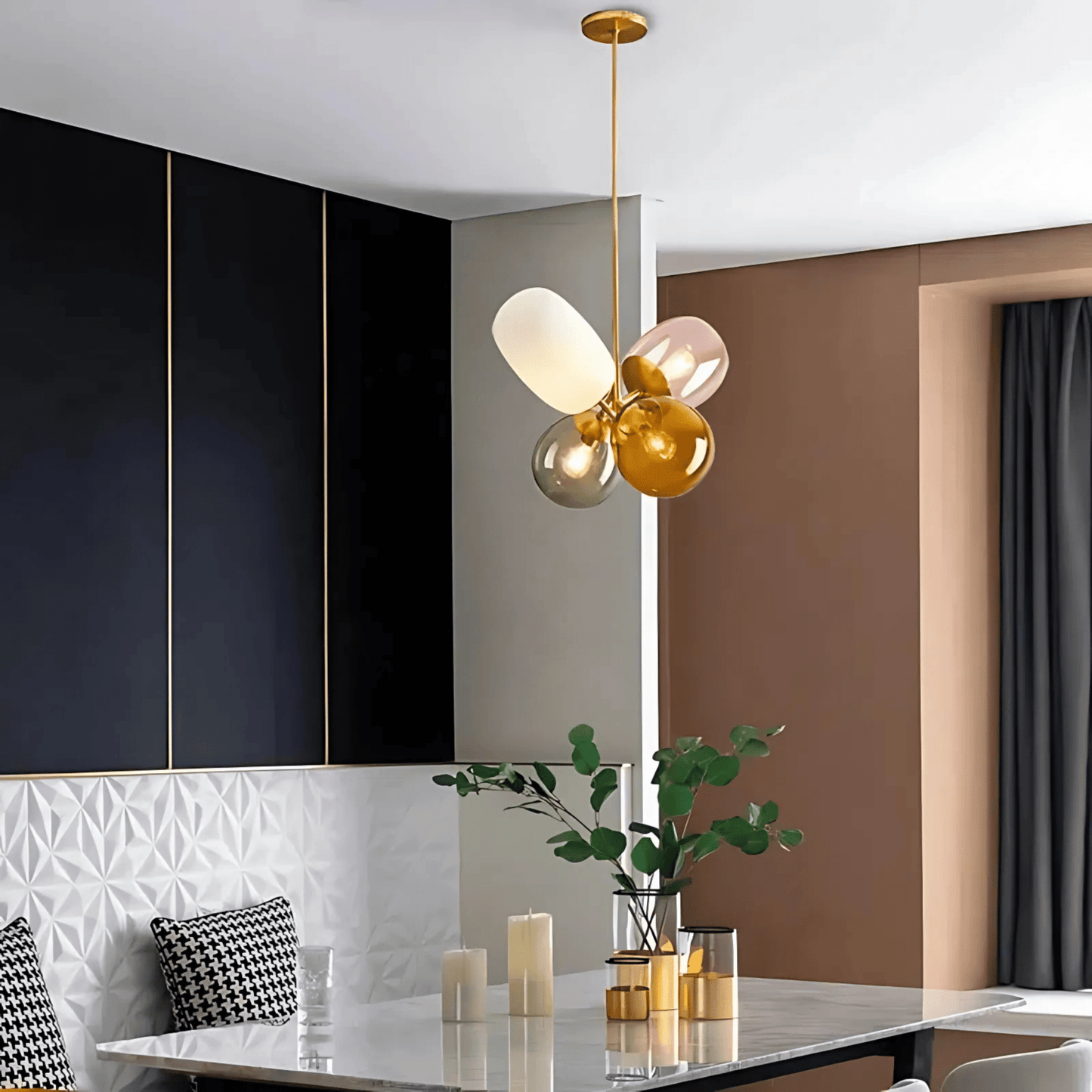 Four Globe Glass Chandelier