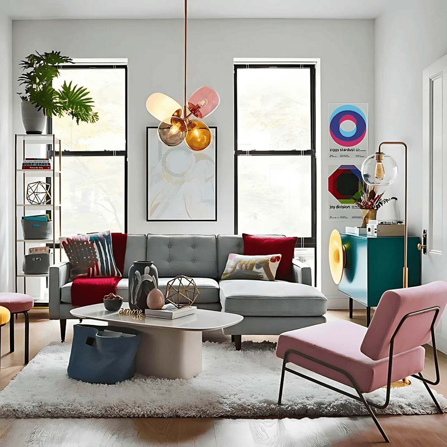 Four Globe Glass Chandelier