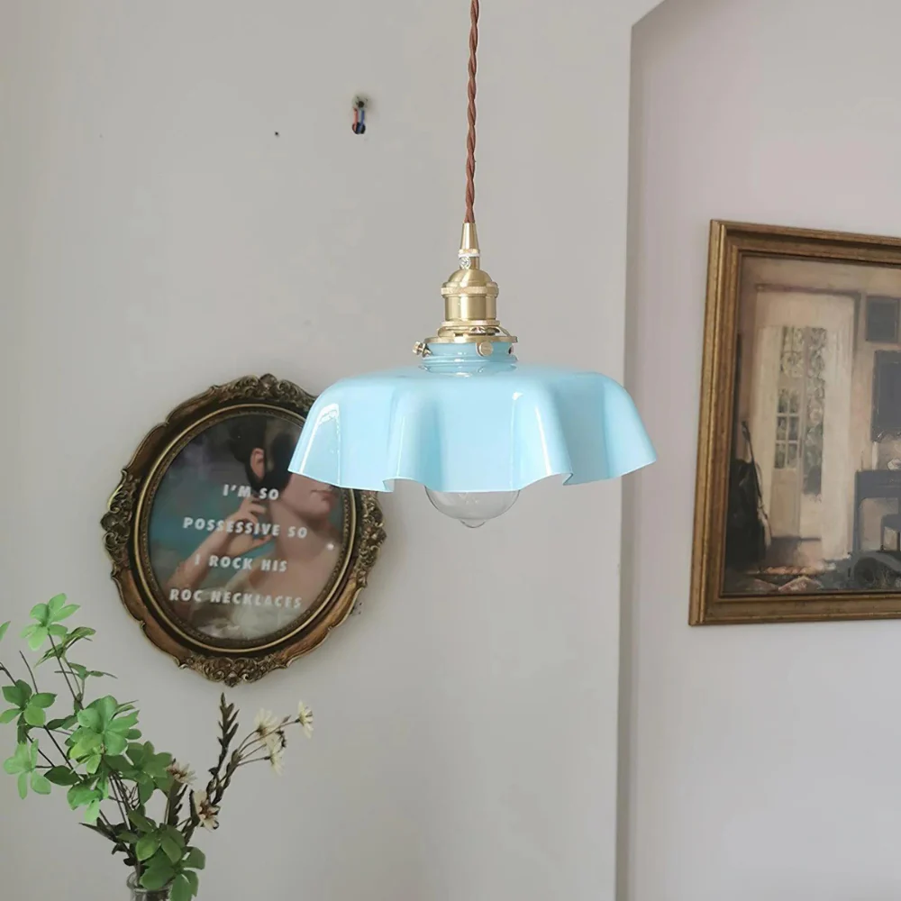 French Baby Blue Glass Pendant