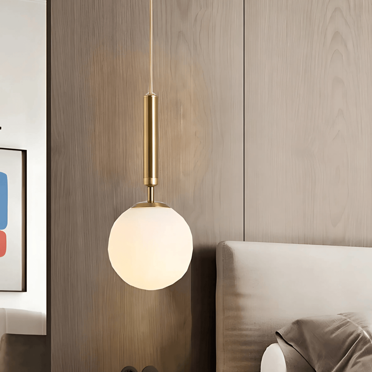 Frosted Globe Brass Or Black Pendant