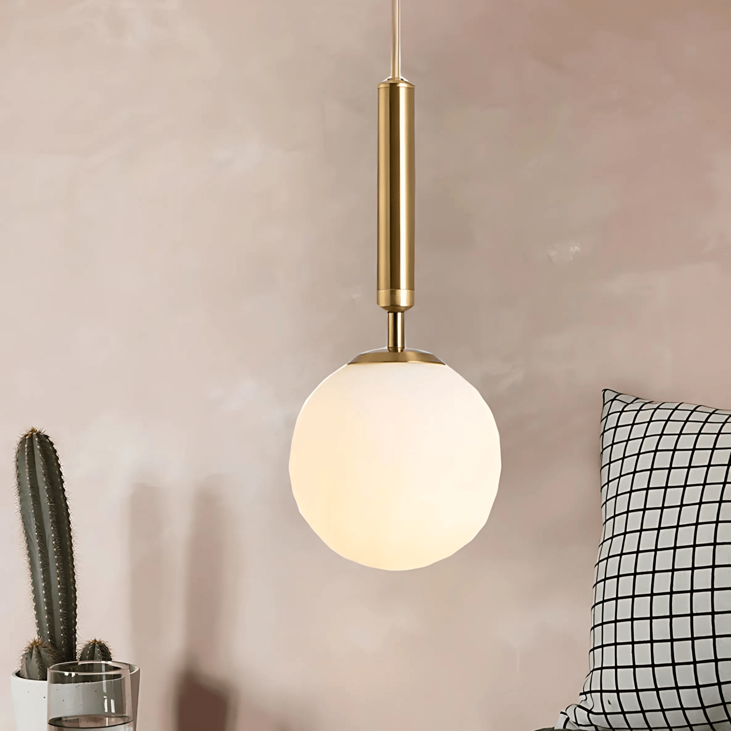 Frosted Globe Brass Or Black Pendant