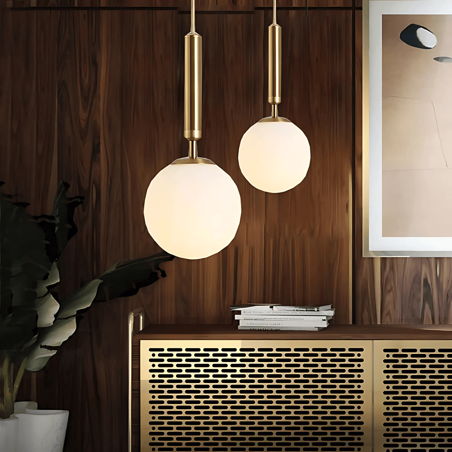 Frosted Globe Brass Or Black Pendant