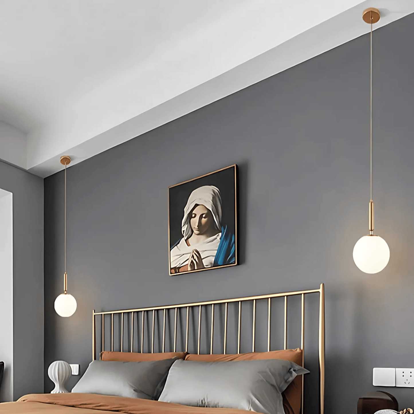 Frosted Globe Brass Or Black Pendant