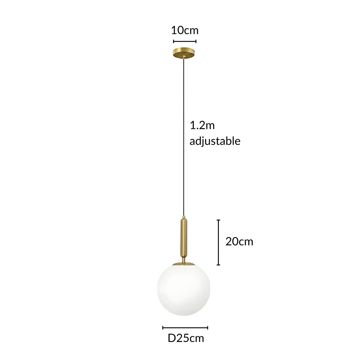 Frosted Globe Brass Or Black Pendant