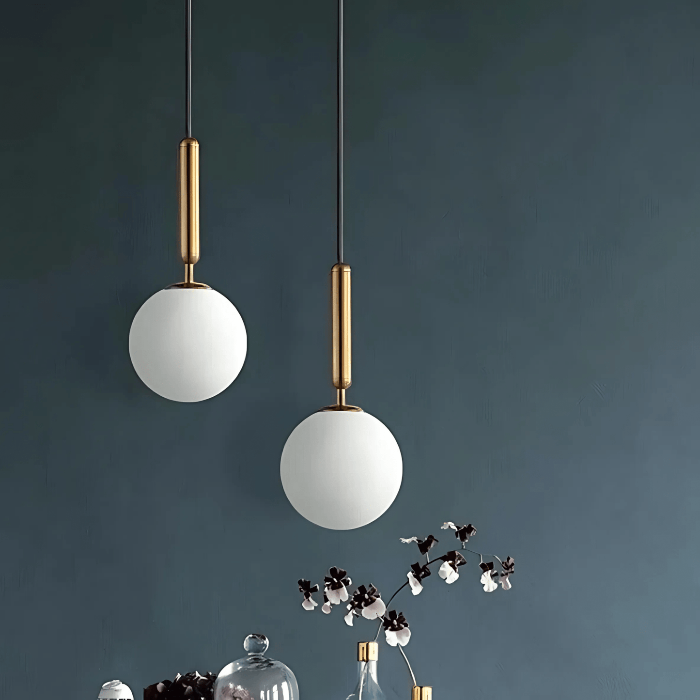 Frosted Globe Brass Or Black Pendant