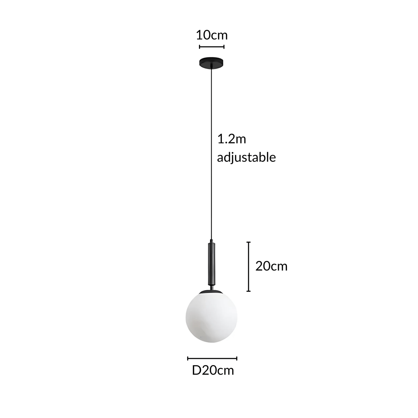Frosted Globe Brass Or Black Pendant