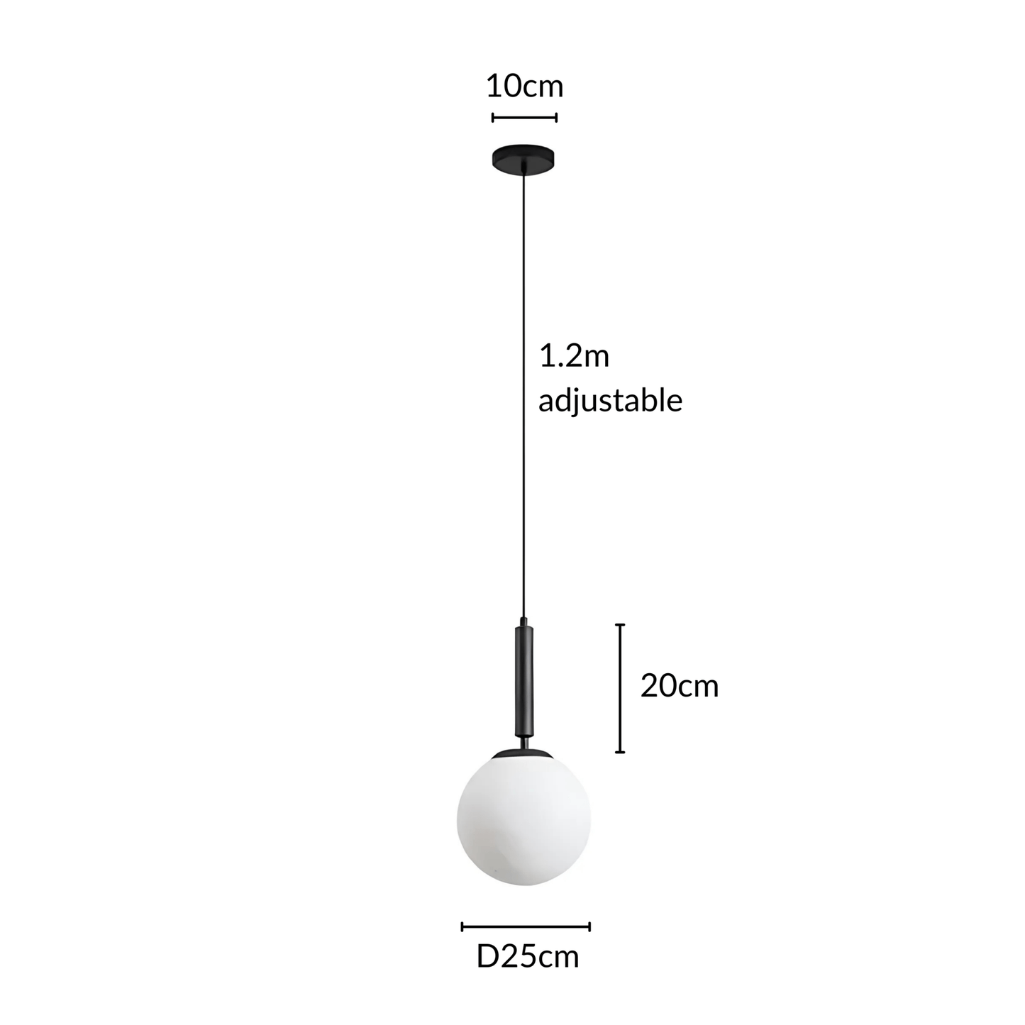 Frosted Globe Brass Or Black Pendant