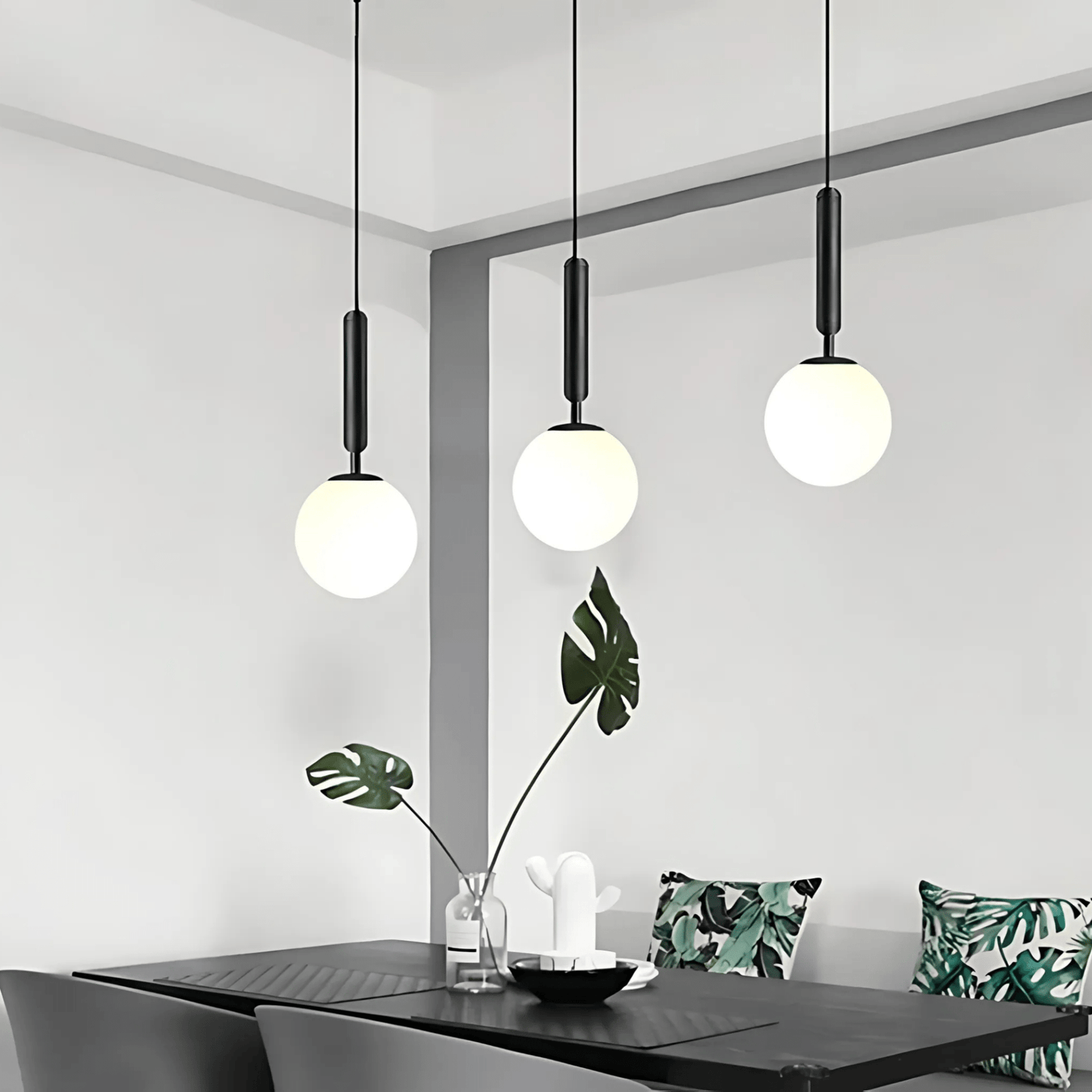 Frosted Globe Brass Or Black Pendant