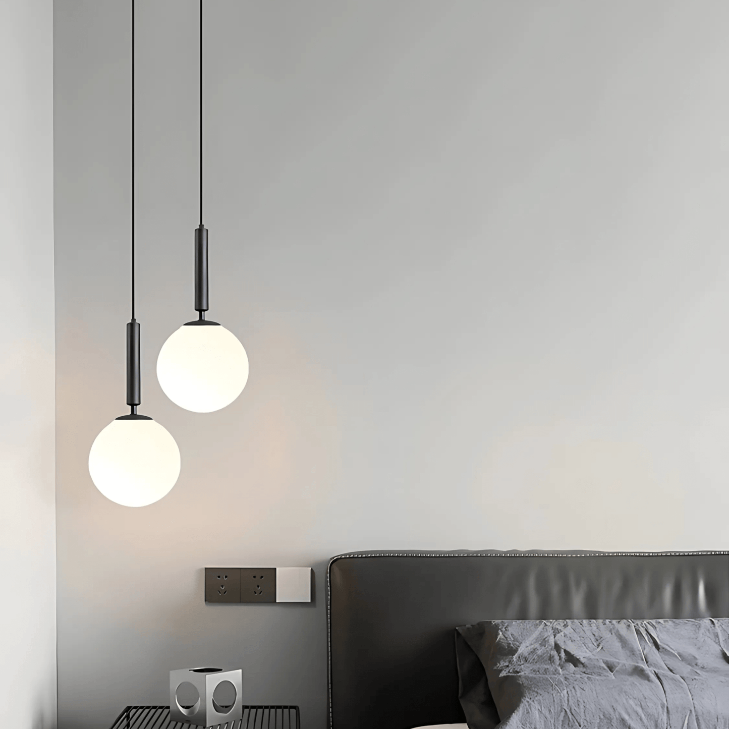 Frosted Globe Brass Or Black Pendant