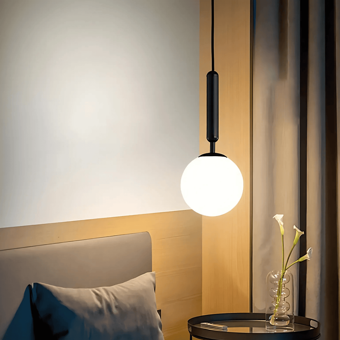 Frosted Globe Brass Or Black Pendant