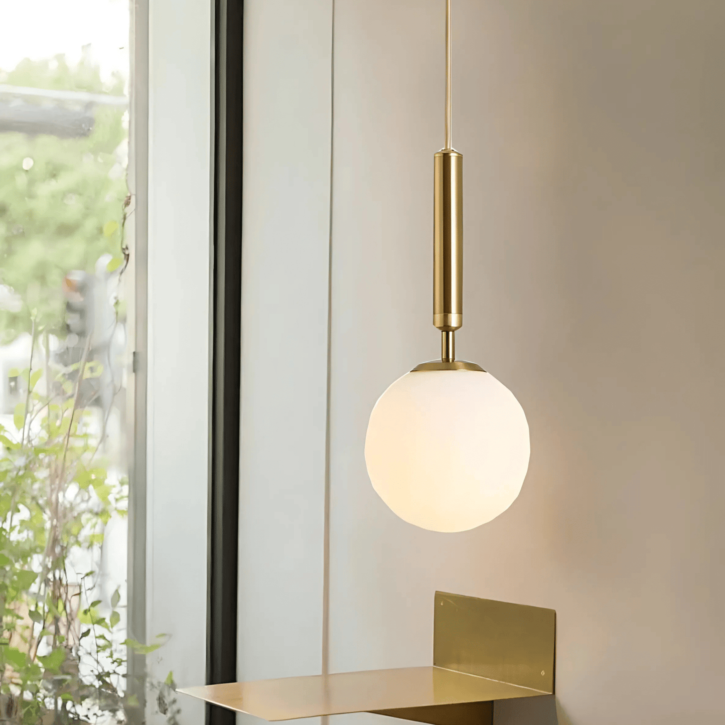 Frosted Globe Brass Or Black Pendant
