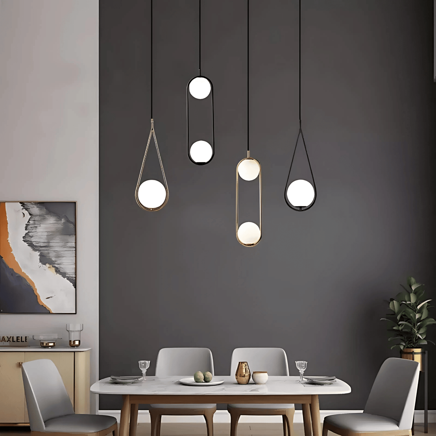 Frosted Globe Frame Pendant Light