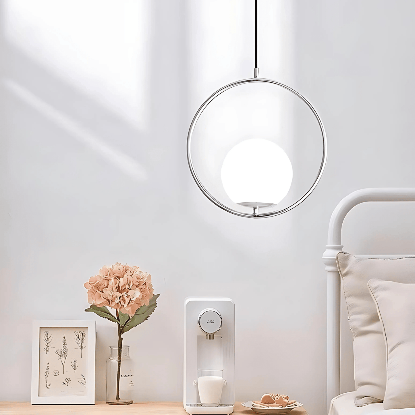 Frosted Globe Frame Pendant Light