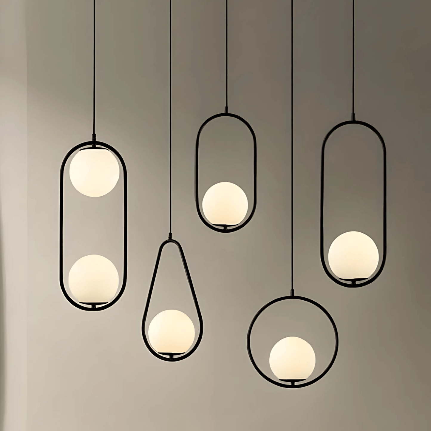 Frosted Globe Frame Pendant Light