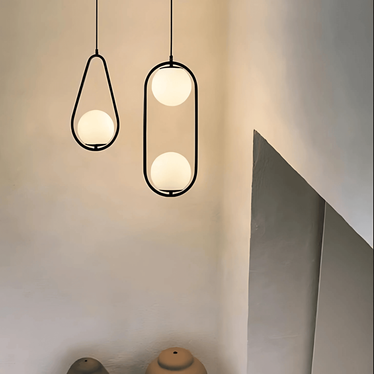 Frosted Globe Frame Pendant Light