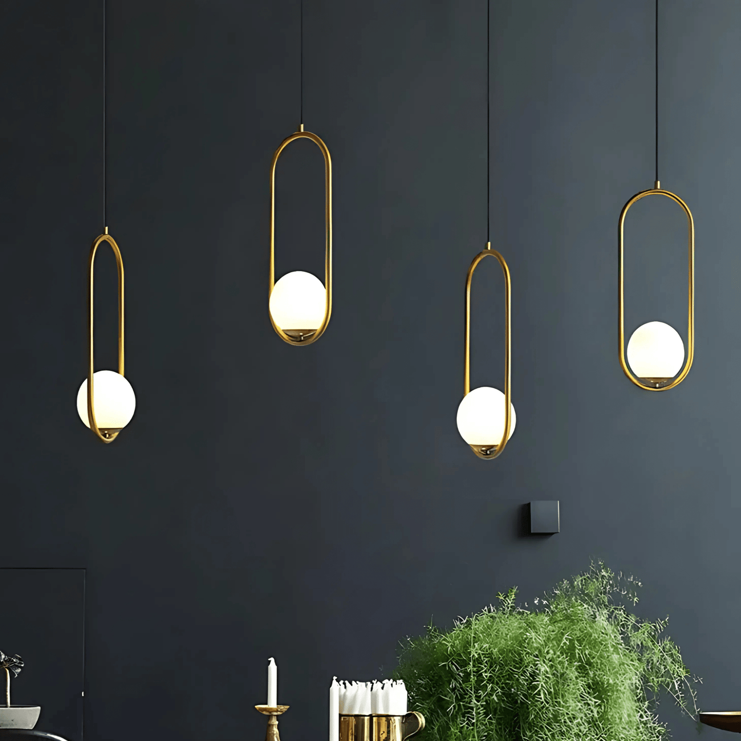Frosted Globe Frame Pendant Light