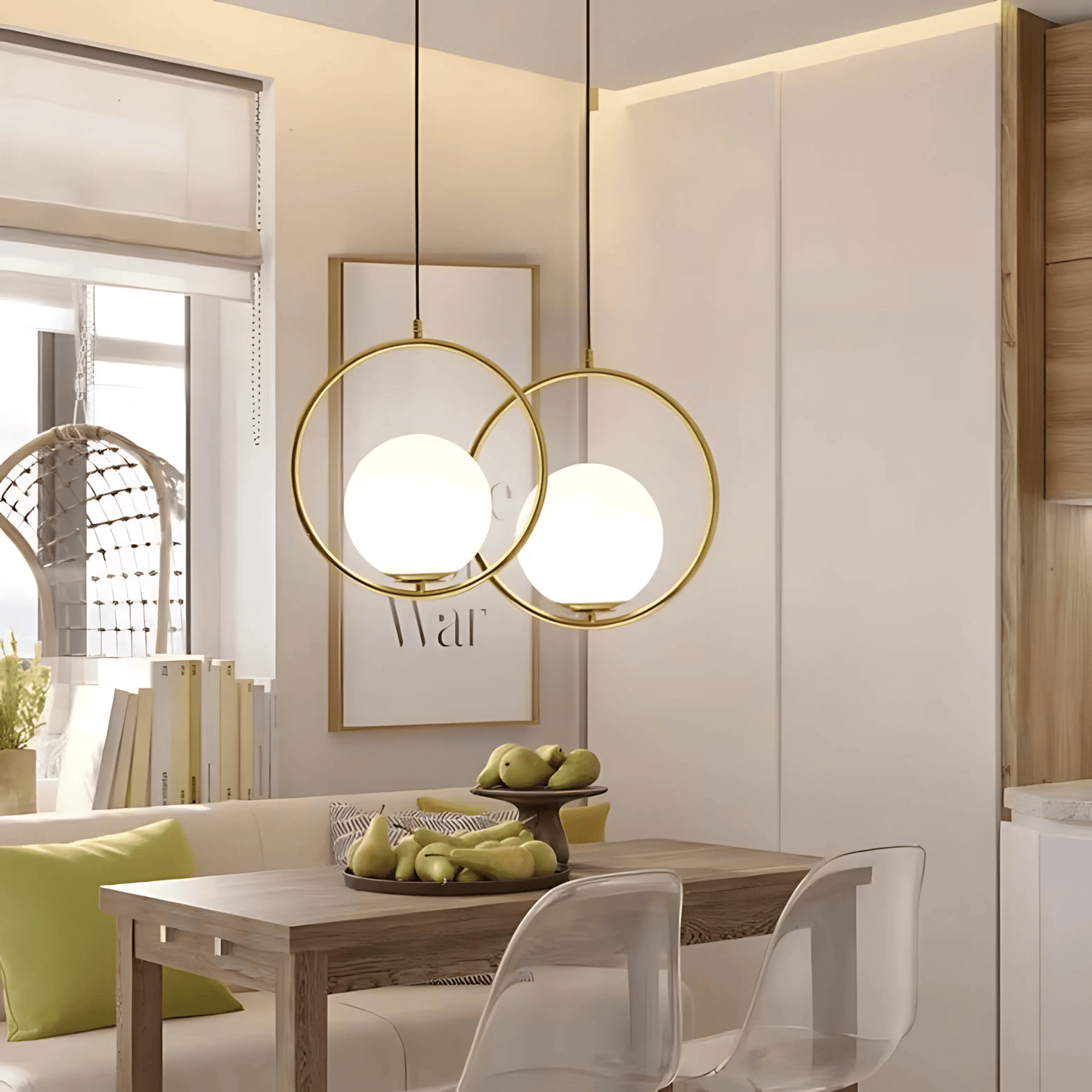 Frosted Globe Frame Pendant Light