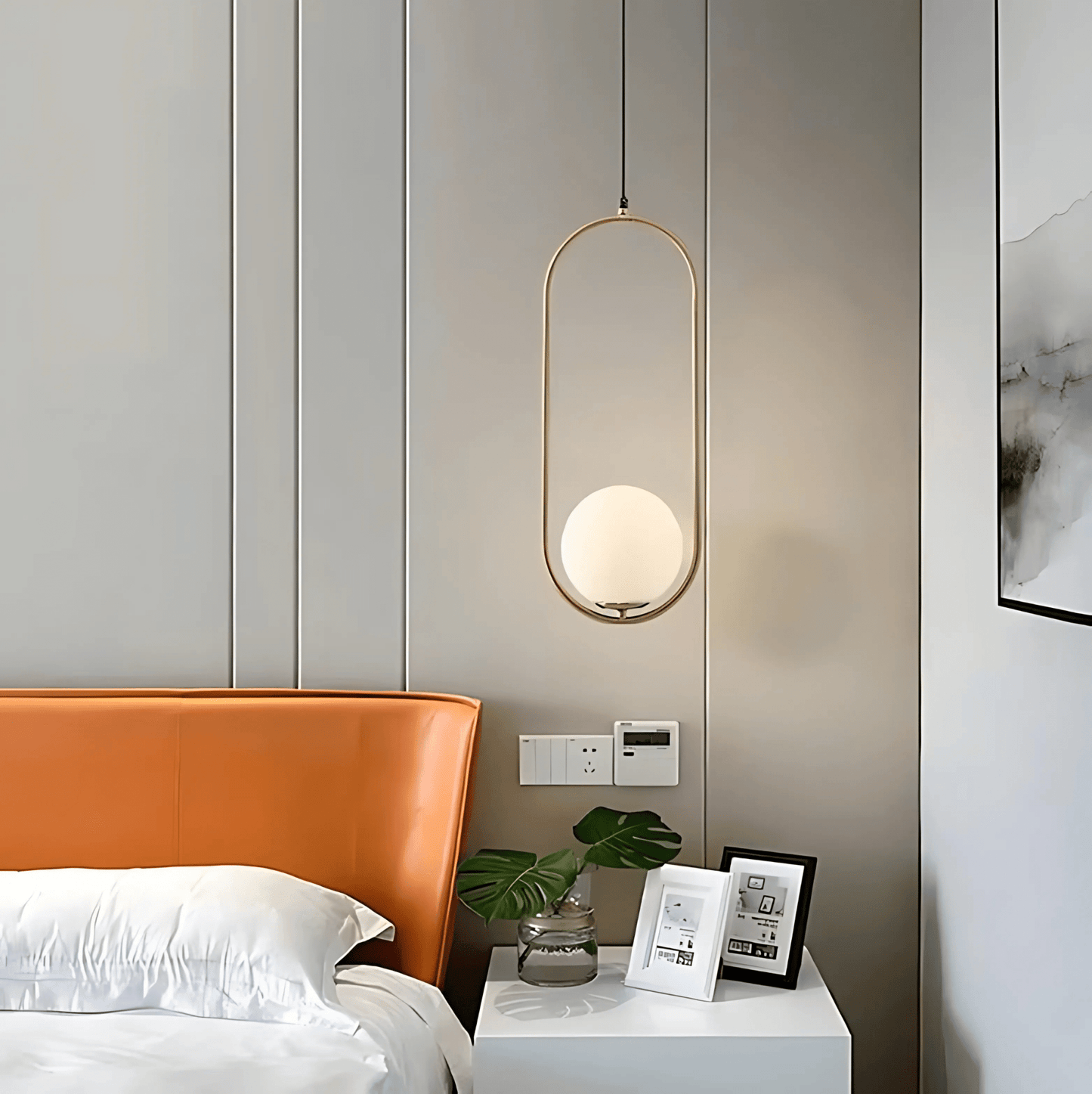Frosted Globe Frame Pendant Light