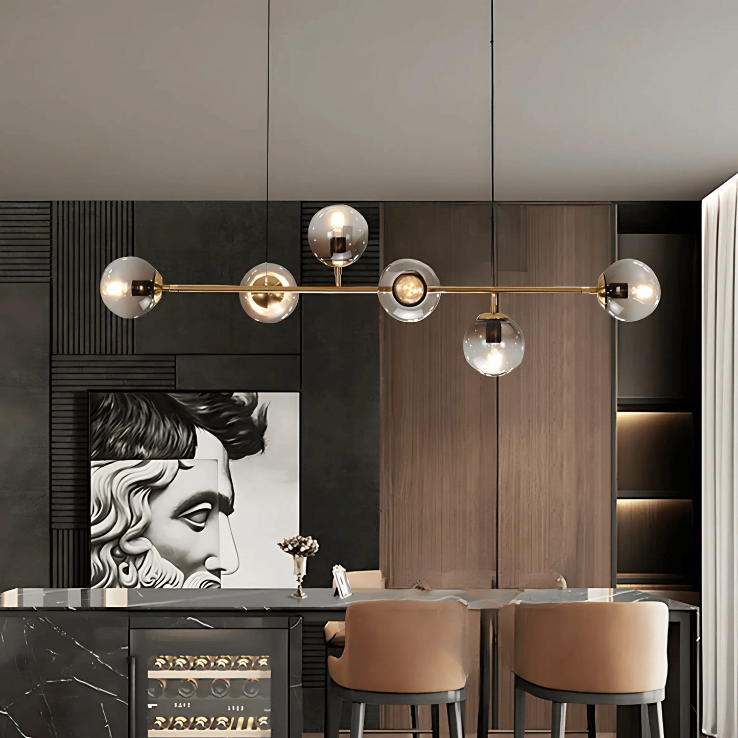 Frosted Globe Island Pendant Light