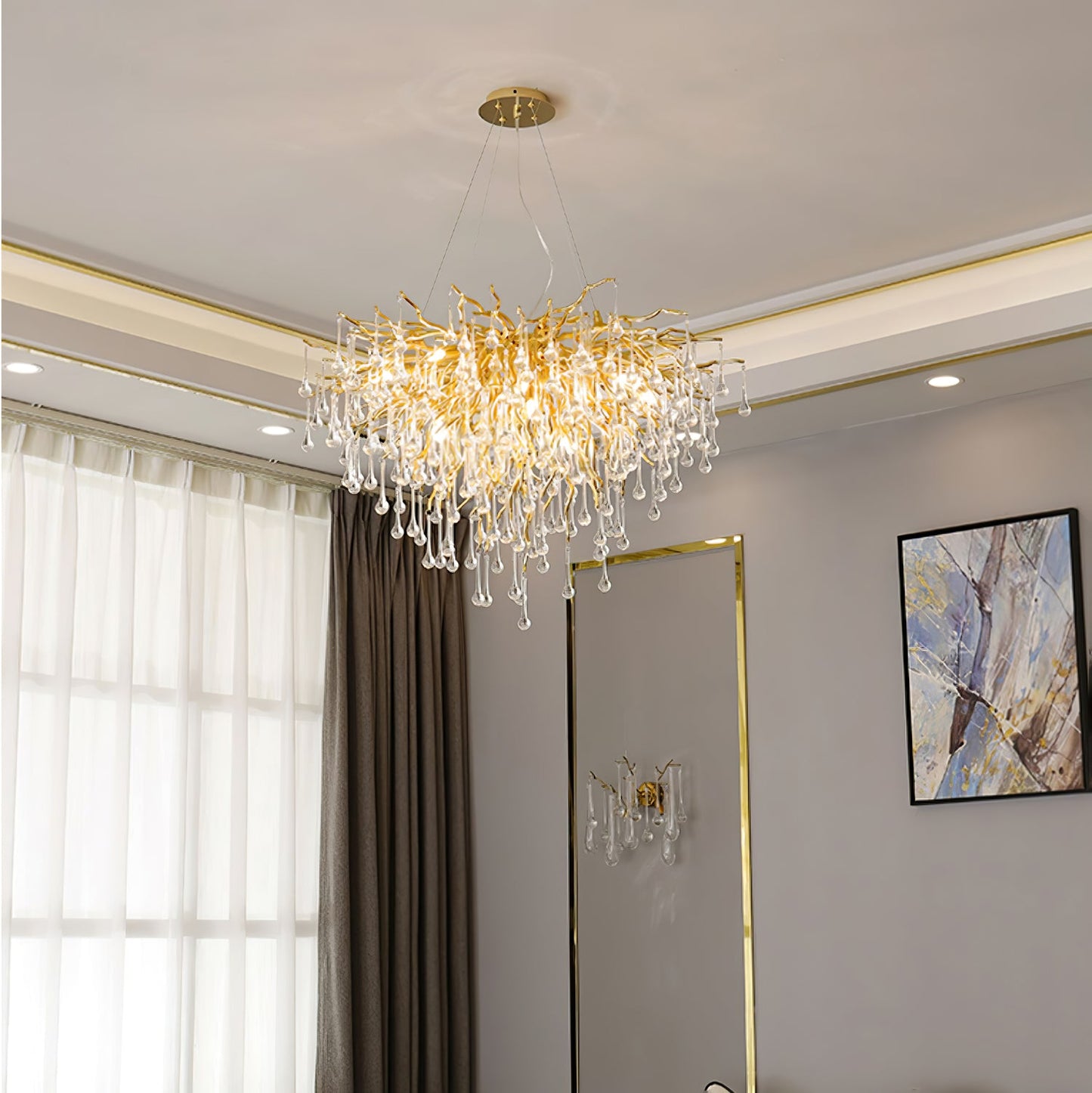 Gold Teardrop Crystal Chandelier