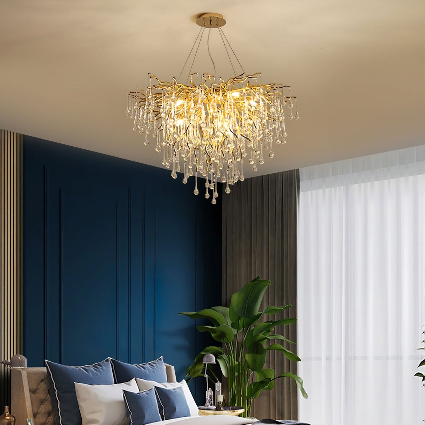 Gold Teardrop Crystal Chandelier