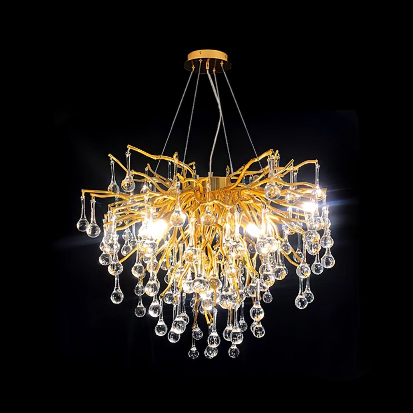 Gold Teardrop Crystal Chandelier