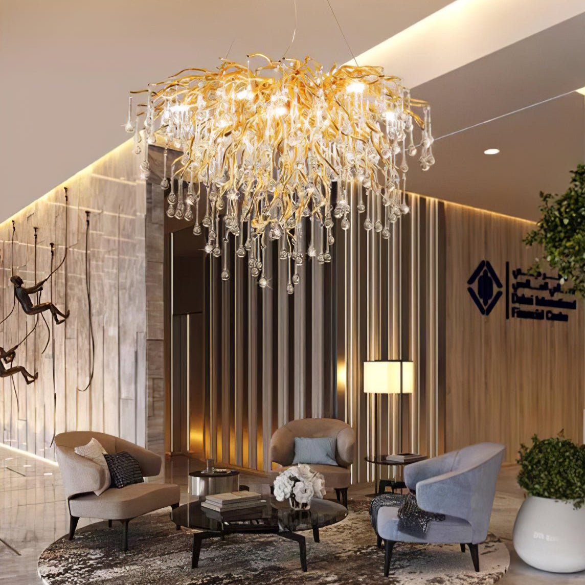 Gold Teardrop Crystal Chandelier