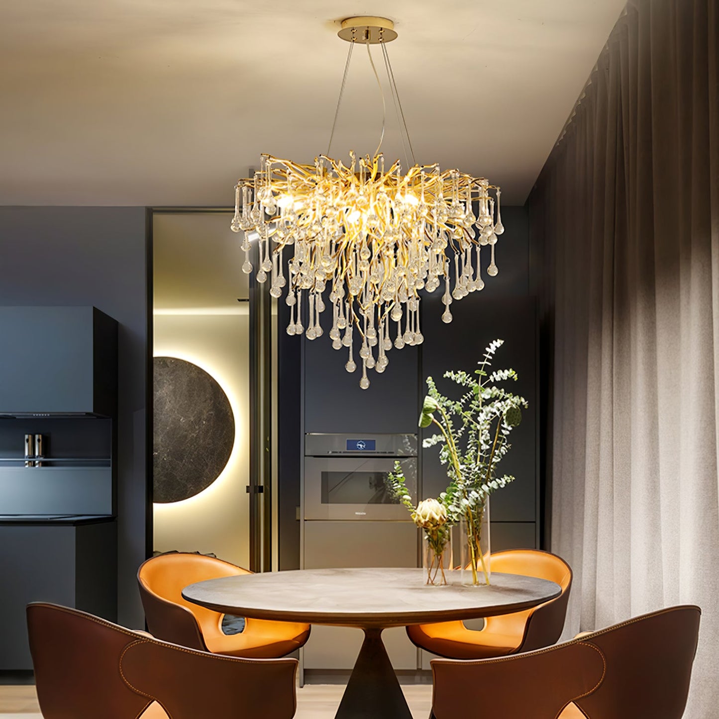 Gold Teardrop Crystal Chandelier