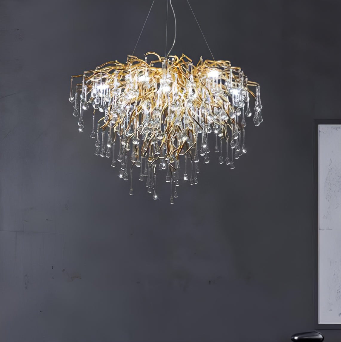 Gold Teardrop Crystal Chandelier