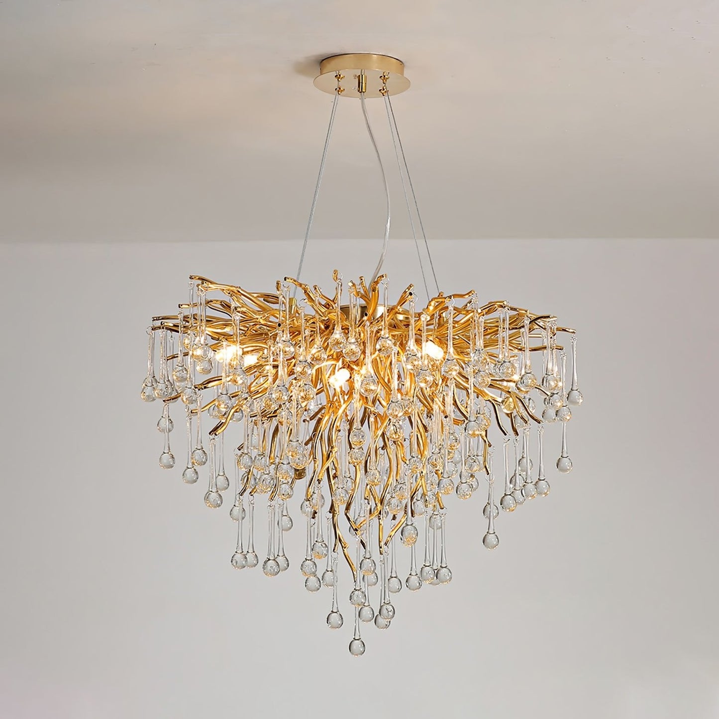 Gold Teardrop Crystal Chandelier