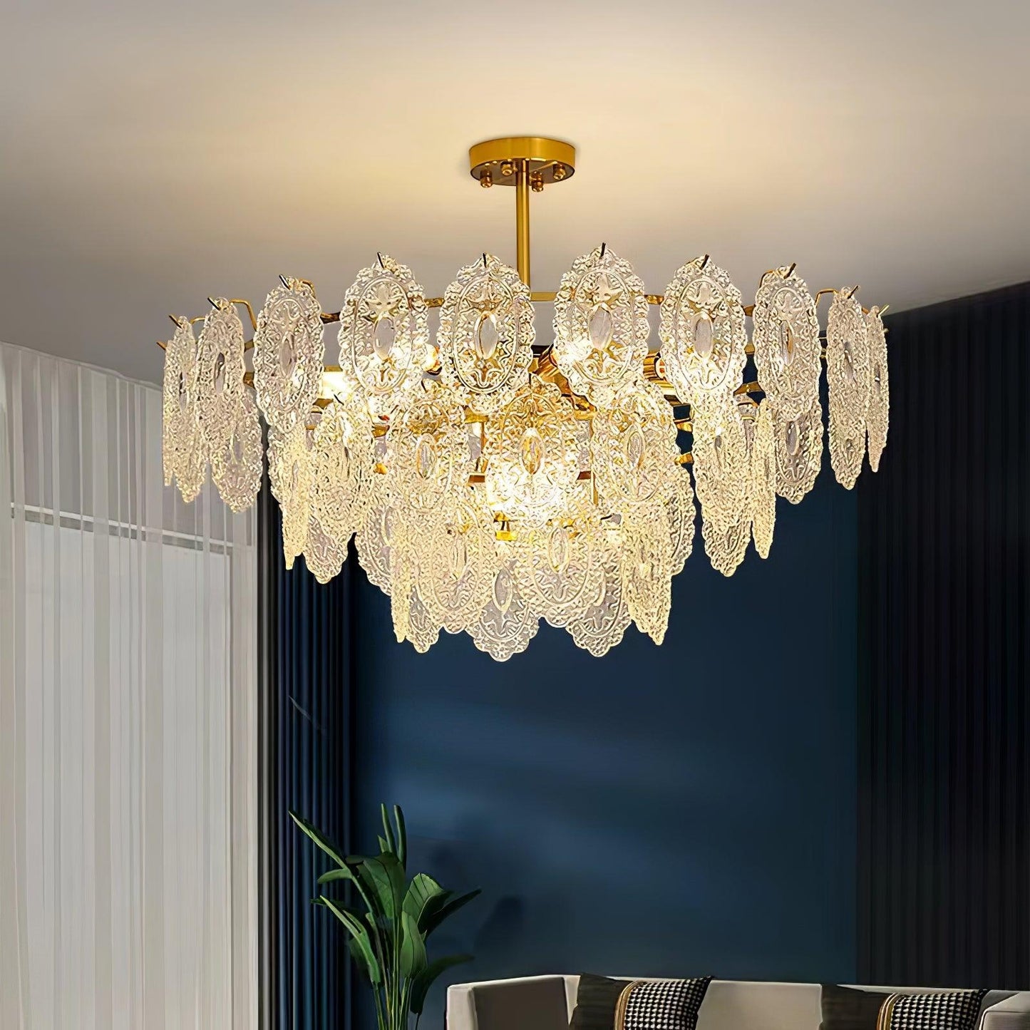 Gold Wave Glass Chandelier