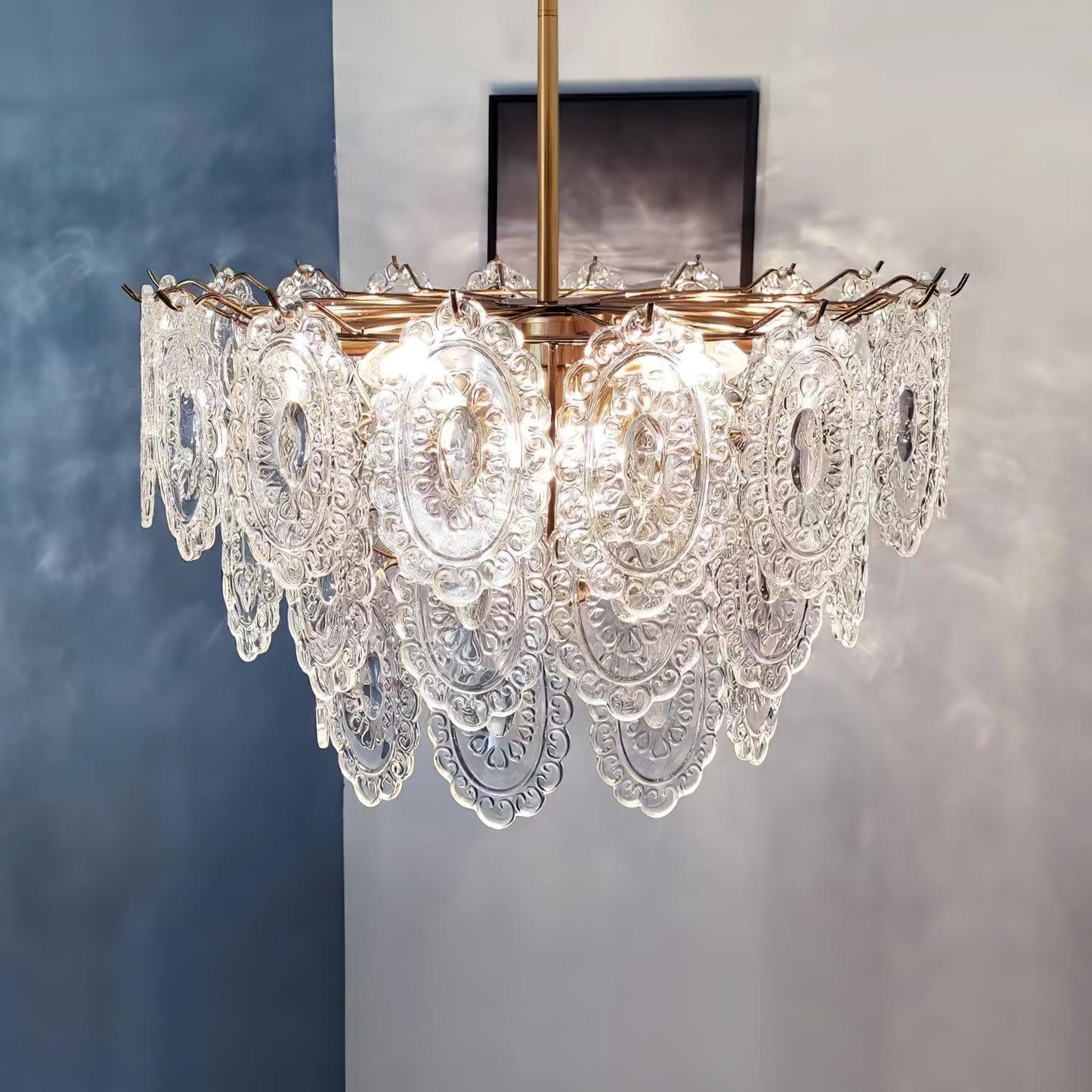 Gold Wave Glass Chandelier