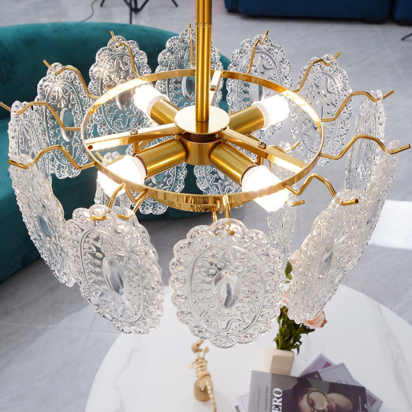 Gold Wave Glass Chandelier