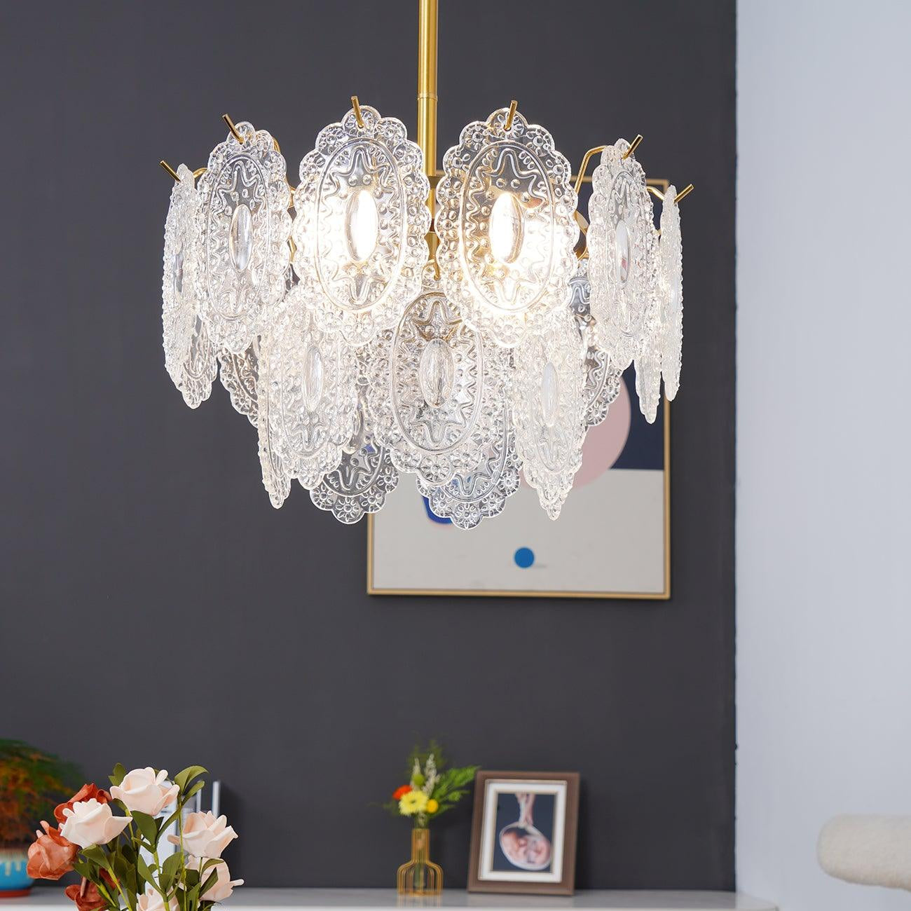 Gold Wave Glass Chandelier
