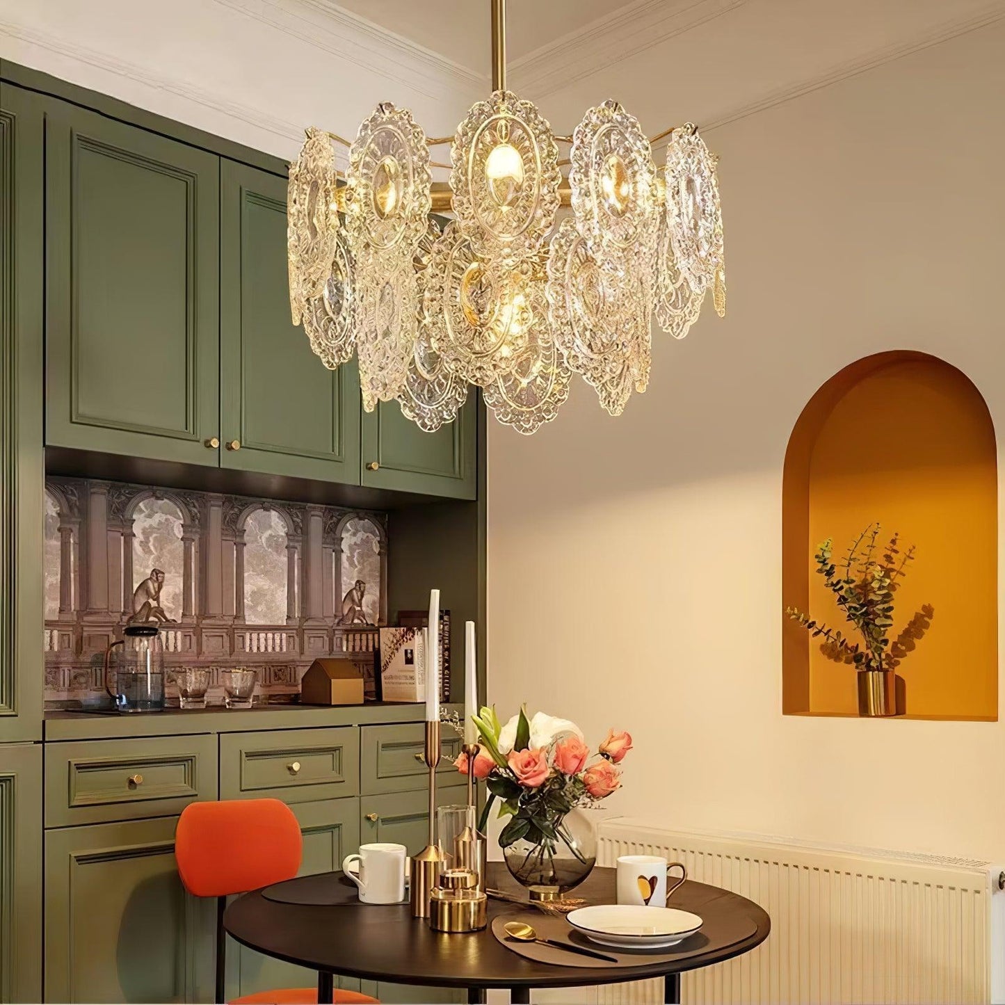 Gold Wave Glass Chandelier