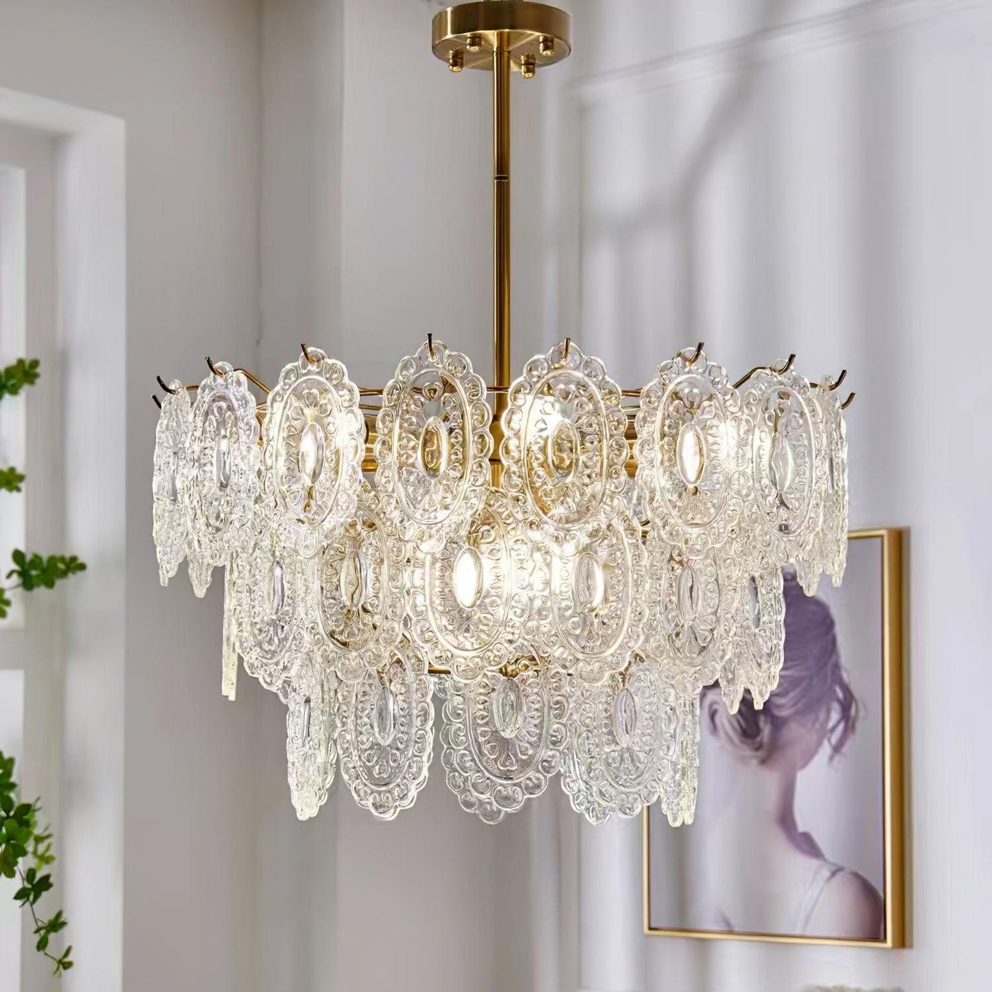 Gold Wave Glass Chandelier