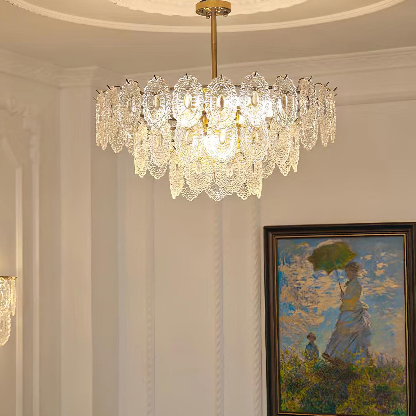 Gold Wave Glass Chandelier