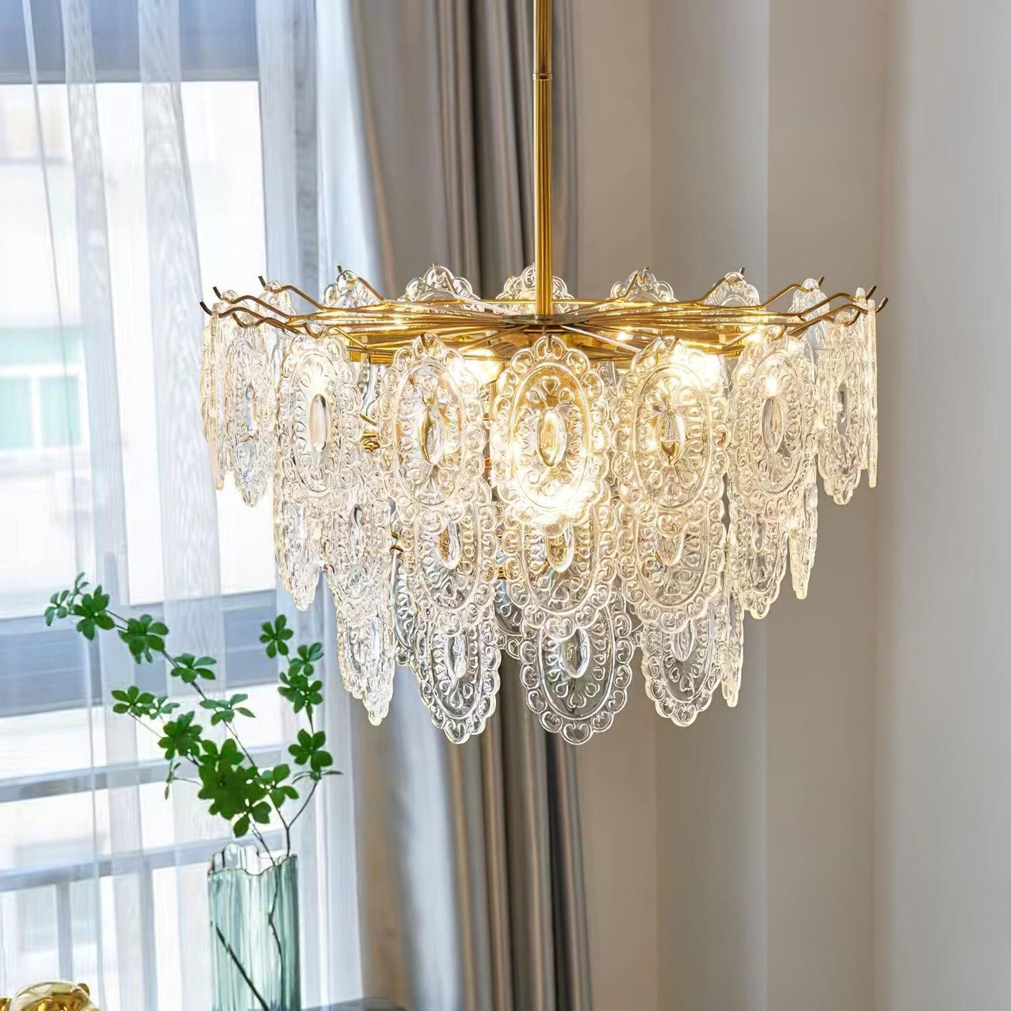 Gold Wave Glass Chandelier