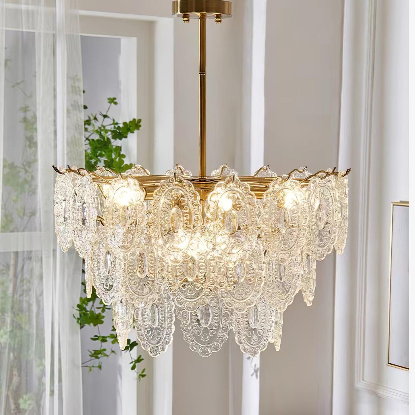 Gold Wave Glass Chandelier